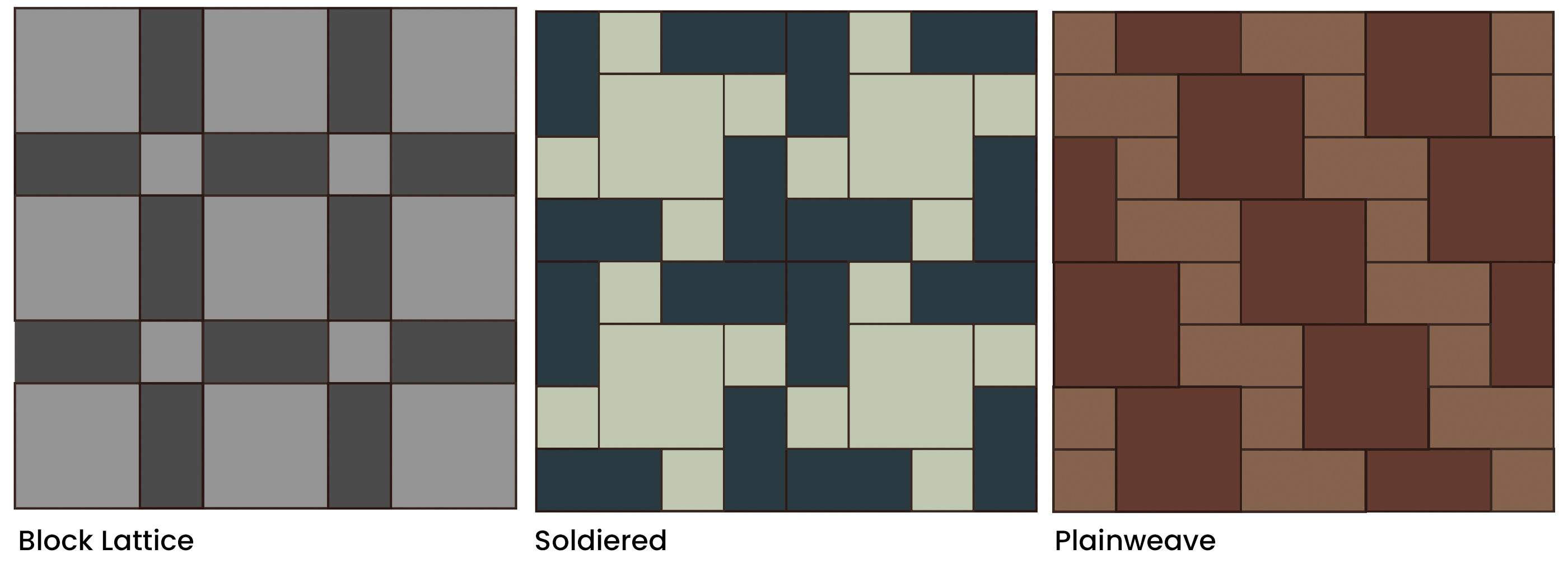 Aspire Block Lattice Soldiered Plainweave Patterns